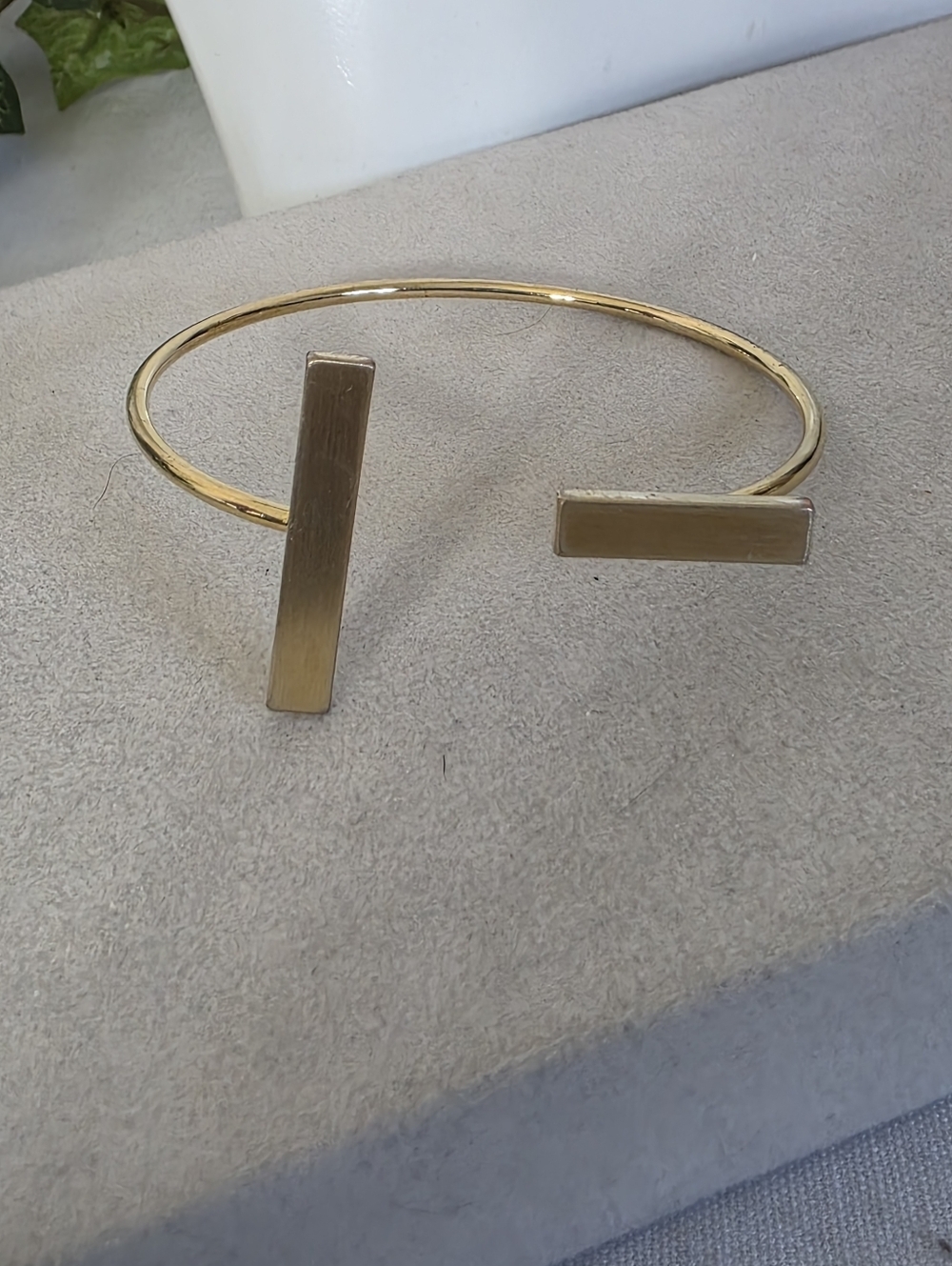 Modern Minimalist Gold T-Bar Open Cuff Bracelet